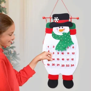 Reusable Felt Snowman Christmas Wall Hanging Advent Calendar DIY Felt Xmas Snowman Countdown Calendar with 24 Storage Pocket