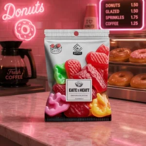 Reusable Gummy Candy Sugar Food Packaging Full Color Printing Custom Logo Plastic Foil Zipper Three Side Sealed Bags