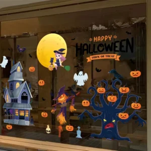 Reusable Halloween Glass Stickers for Party Window Decorations