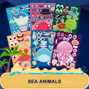 Reusable Sea Animal DIY Sticker Sheets, Custom Printed
