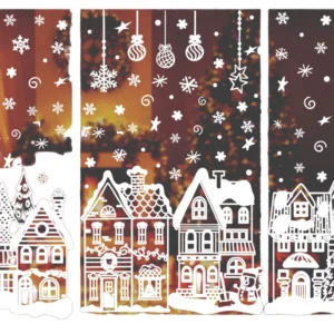 Reusable Transparent Window Sticker Snowflake Pattern Self-adhesive PVC Film UV Varnishing for Holiday Decoration