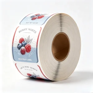Roll Labels Watercolor Raspberry Blueberry Illustration Self-Adhesive Stickers for Fruit Jam Jar Packaging