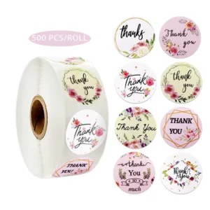 Roll Printed Thank You Adhesive Packaging Labels for Small Businesses