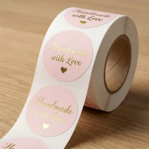Rose Gold Foil Logo Stickers Roll Oil Proof Waterproof Vinyl Custom Printed