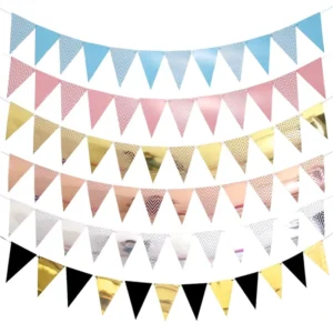 Rose Gold Metallic Pennant Triangle Flag Garland for Wedding Birthday Hen Party Outdoor Decor