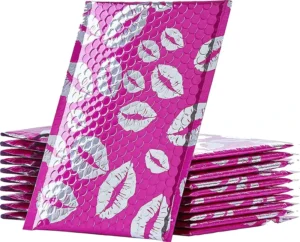 Rose Gold Pink Holographic Padded Poly Mailing Bags with Thermal Heat Insulation for Cosmetics and Jewelry