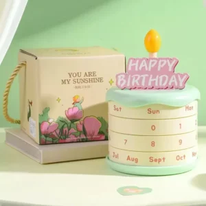 Rotary Perpetual Calendar Birthday Cake Creative Cute Birthday Gift Light Luxury Premium for Women Exquisite Desk Calendar