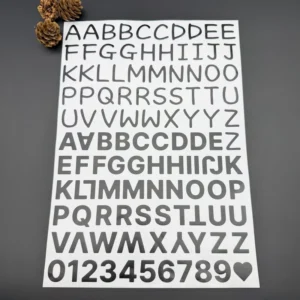 Rough Handwriting English Letter and Number Stickers Black PVC 24 Letters