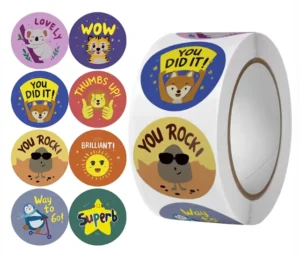 Round Children’s Encouragement Reward Stickers Manufacturers Cartoon Style Toy Stickers with Labels