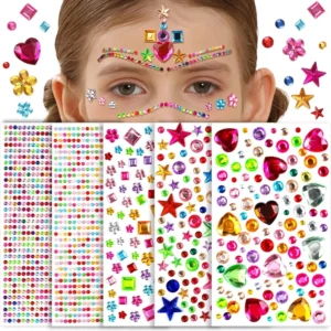 Round Gemstone Crystal Removable Die-Cut Decorative Sticker Sheet Gold Stamping Holiday Decoration