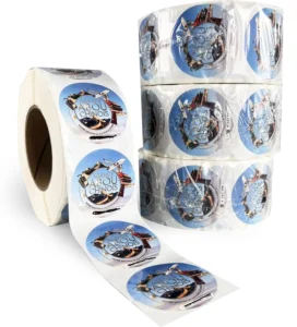 Round Glossy Waterproof Visa Travel Agency Sticker Roll Airplane Great Wall Design
