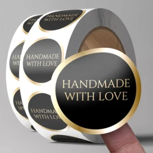 Round Roll Labels Custom Text Self-Adhesive Stickers for Bakery Gift Handmade Goods Packaging Decoration
