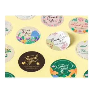 Round Sealing Thank You Stickers, 2 Inch Vinyl Floral Labels