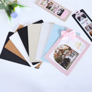 Royal Blue Laser Cut Photo Frame Folio Cardboard Invitation Ribbon Bow Majestic Wedding Album Noble Anniversary Keepsake Set