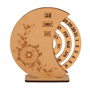 Rustic Farmhouse Office Decor Wooden Desk Accessories Perpetual Block Calendar for Desk Wood Month Date Display Blocks