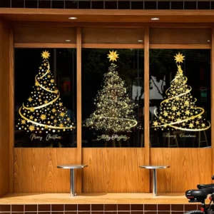 Santa Claus Christmas Window Clings Static Window Stickers for Glass Double-Side Reusable Home Decoration Removable Decals