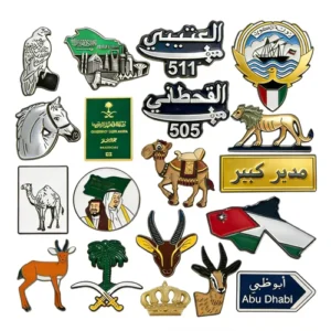 Saudi Arabian Enamel Pin Custom Metal Lapel Badge and Mobile Phone Stickers