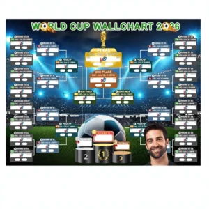 Schedule Poster Set A2 Size 2-Piece Calendar Wall Chart Soccer Fans Gift Supermarket and Home Office Decor