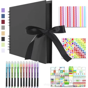 Scrapbook Album 80 Pages 11×8 Inch Kraft Paper DIY Photo Album with Accessories Memory Book Wedding Birthday Travel Valentine