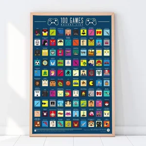 Scratch-Off 100 Novels Screen-Printed Paper Wall Art Poster