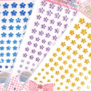 Self-Adhesive Acrylic Rhinestone Crystal Five-Petal Flower Decorative Stickers DIY Crafts Journal Makeup Decor