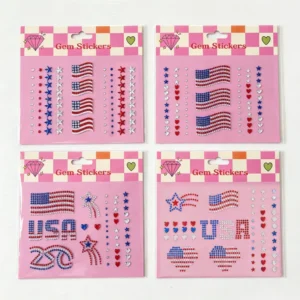 Self Adhesive American Flag Decorative Stickers Holiday Crystal Decorative Stickers for Independence Day Celebration Decorations