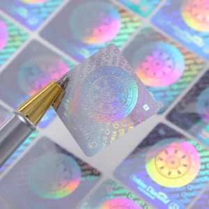 Self-Adhesive Custom Silver Holographic PET Anti-Counterfeit Security Label Stickers for Gifts and Crafts