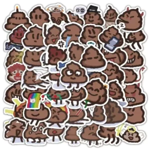 Self-Adhesive Funny Poop Emoji Stickers for Laptop, Phone, Skateboard, and Water Bottle Decor
