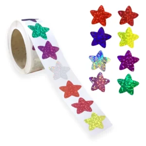 Self Adhesive Holographic Star Stickers for Children’s Reward Charts, Walls, Crafts, and Classroom Supplies