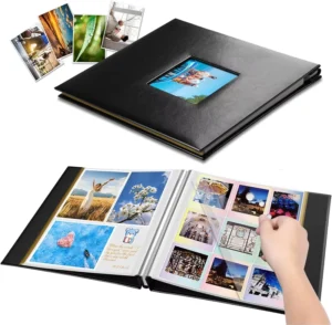 Self-Adhesive Leather-Cover Photo Album for DIY Magnetic Scrapbooking, Family, Wedding, and Travel