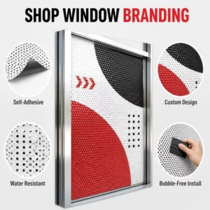 Self Adhesive Outdoor Advertising Perforated Window Film Waterproof One Way Vision Building Window Custom Digital Print