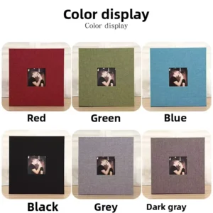 Self Adhesive Photo Album Scrapbook Album 40 Pages Linen Cover with Display Window DIY Photo Book for Family Travel