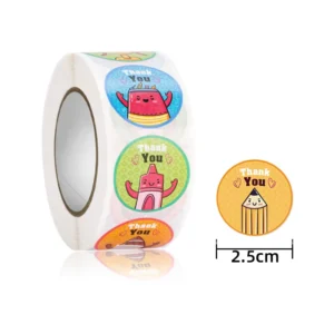 Self-Adhesive Vinyl Stickers Crayon Figure Design Waterproof Personalized Packaging Labels for Candle Craft Thank-You Cards