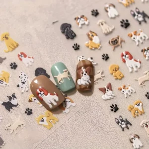 Self-Adhesive Waterproof Cartoon Corgi Design Stickers for Dog Nail Art