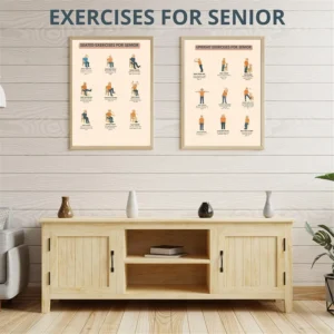 Senior Fitness Printable Posters with Seated and Upright Exercises for Elderly Mobility, Strength and Fall Prevention (2-Piece Set)