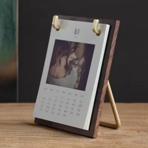 Shanghai Custom DIY Creative Double Sided Printing Wooden Table Style Clock Calendar