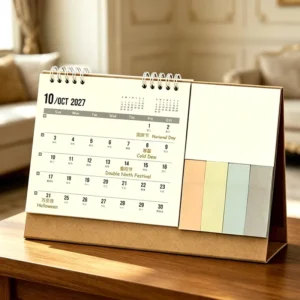 Simple Chronicle Calendar with Notes Memo Calendar Company Customized Office Desktop Notepad Table Flip Calendar and Notepad