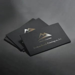 Sliver Foil Stamping Business Cards Printing Custom Logo Letter Spot UV Black Paper Business Card