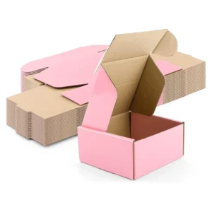 Small 4 x 4 x 2 Pink Corrugated Cardboard Mailer Boxes with Custom Logo, Matte Lamination, for Crafts and Gifts
