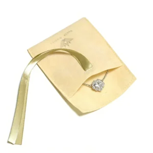 Small Beige Cream Suede Envelope Jewelry Storage Pouch with Ribbon Tie