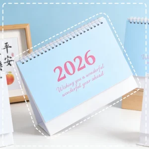 Small Paper LCD Table Calendar Clock Waterproof Gradient Color English Version Desk Calendar Digital Printing Office