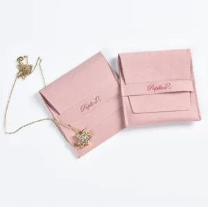 Small Printed Pink Fabric Microfiber Jewelry Pouch Mailing Bag