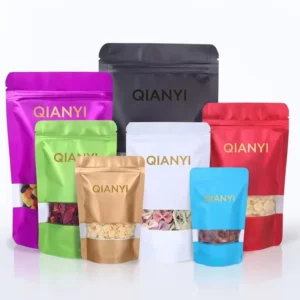 Smell Proof Custom Printed Zip Lock Dry Fruit Food Packaging Bag, Resealable Plastic Stand-Up Pouch with Window