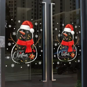 Snowman Christmas Window Clings Static Window Stickers for Glass Double Side Reusable Home Decoration Removable Decals