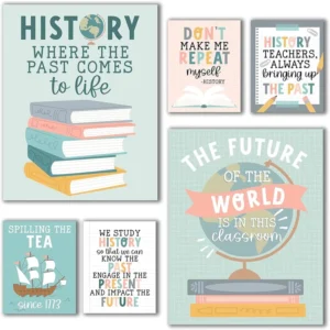 Social Studies History Posters for Elementary, Middle, and High School, Durable World History Wall Art