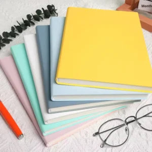 Soft PU Leather Fabric Macaron Color Custom Loose-Leaf Saddle-Stitched A5 School Diary Notebook