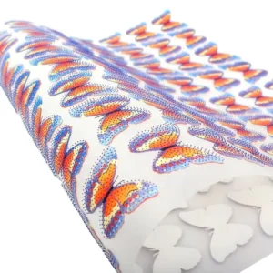 Soft Silicon Labels Producer Custom Butterfly Logo Silicone High Density Heat Transfer Printing Stickers with Brush Dots