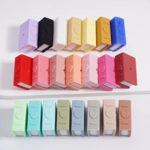 Solid Color 3D Mini Book Silicone Focal Beads with Heart Print for Beadable Pen and Jewelry Making