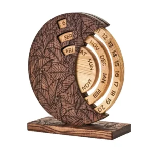 Solid Wood Stickers PC Perpetual Desk Calendar with Leaf Pattern Personalized Patterns Simple Modern Style for Home Decoration