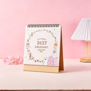 Spiral-Bound Standing Monthly Planner Table Calendar, Custom Office Desktop Calendar